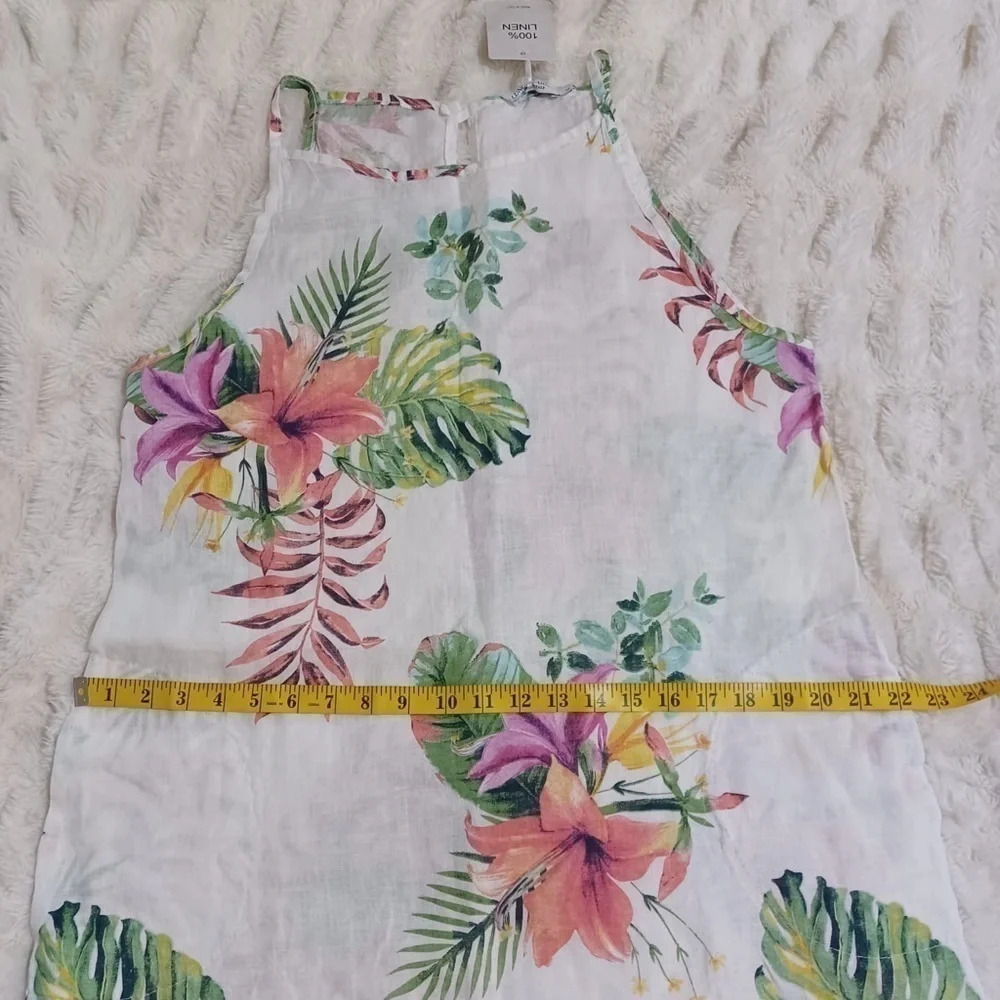 NWT LUNGO L’ARNO Women’s 100% Linen Floral Dress NEW - Picture 15 of 16